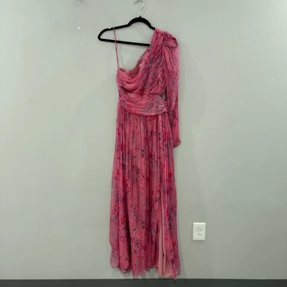 BHLDN Dress Iris One Shoulder Cutout in Pink Floral - Picture 2 of 9